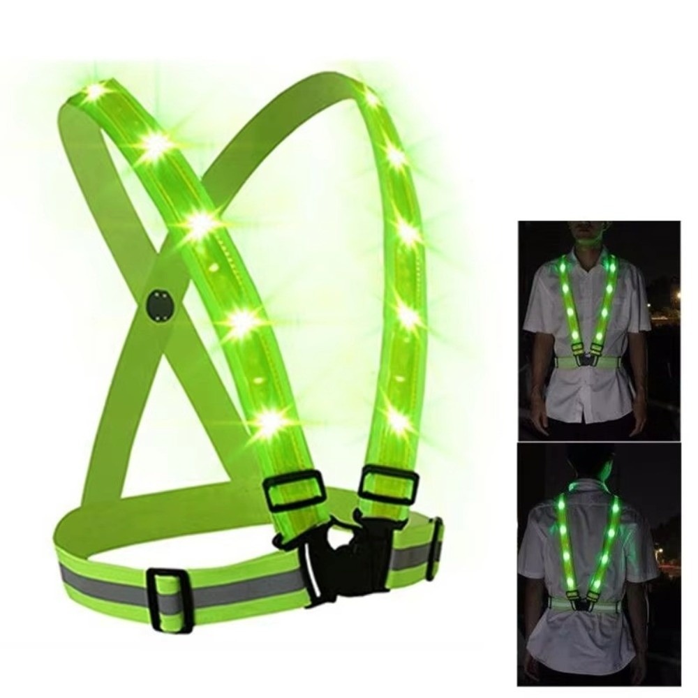 Reflective Cycling Vest - New Polyester LED Safety Vest Green