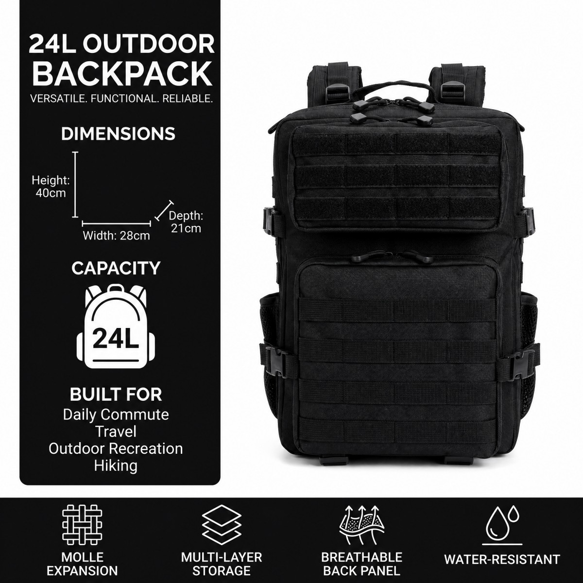 24L Tactical Backpack for Men  - огляд і ціна Cycling Gear For Commuting