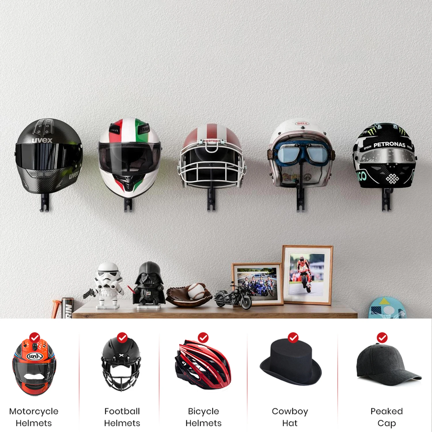 Motorcycle Helmet Rack Wall Mo - огляд і ціна Cycling Gear Wall Mount